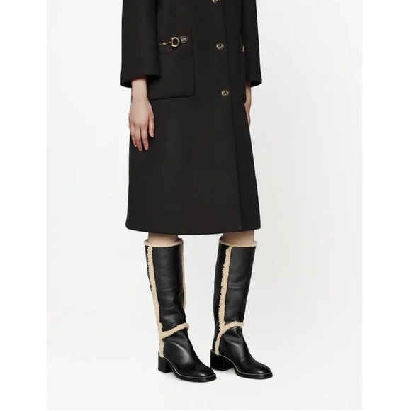 Gucci Shearling Trim Knee High Black Boots 39 ❤️💚 - Picture 7 of 16
